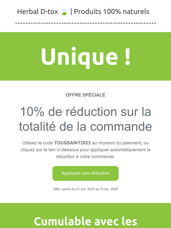 🍃 EXCEPTIONNEL ! Remise sur toute la boutique !