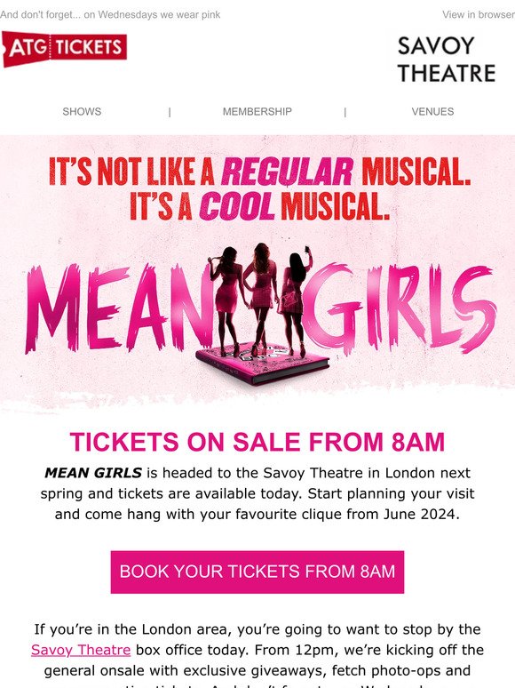 So fetch! MEAN GIRLS tickets are on sale today