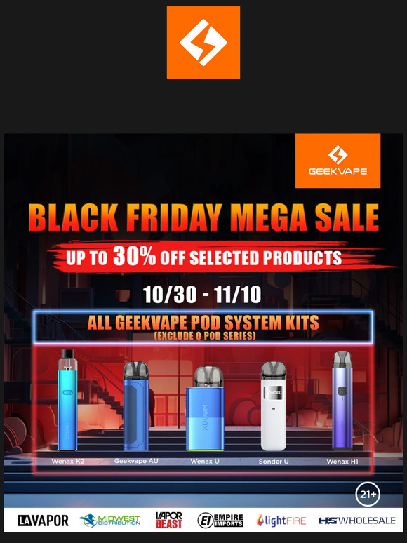 UP TO 30% OFF! GeekVape's Black Friday Mega Sale! 🚀💥