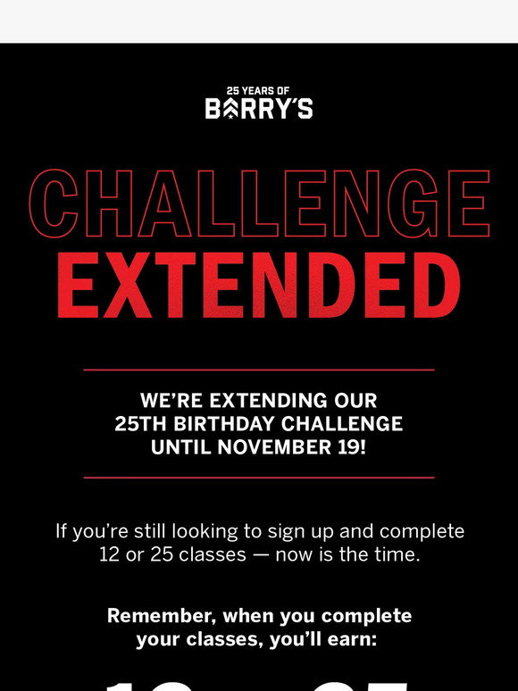 Challenge Extended Barry's: Breaking news: Challenge extended. | Milled