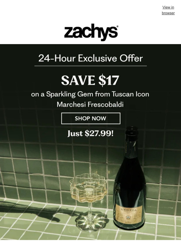 Zachys Wine & Liquor 24Hour Sparkling Special Save 38 on Your Next