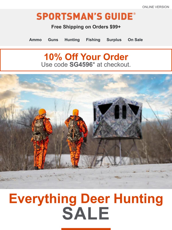 Sportsman's Guide 10 Off Your Order + Deer Hunting Sale Milled
