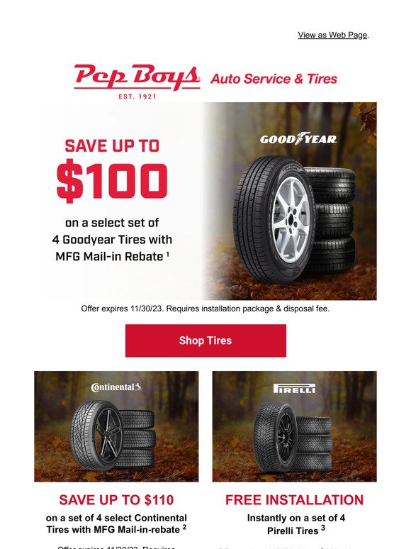 STARTING TODAY: $100 off Goodyear Tires 🛞