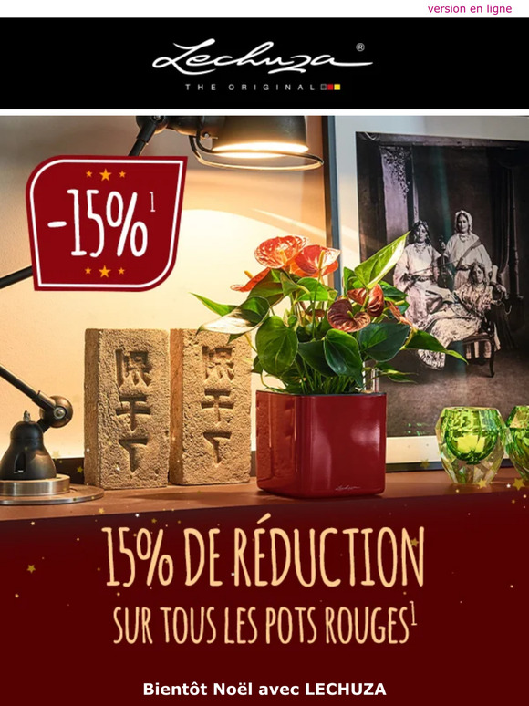 ❤️ 15% de réduction sur tous les pots rouges
