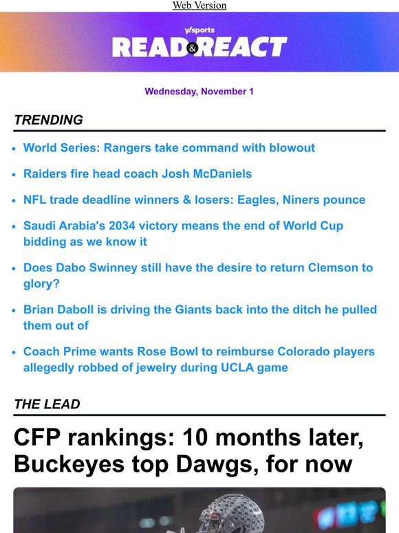 CFP rankings: Georgia not No. 1