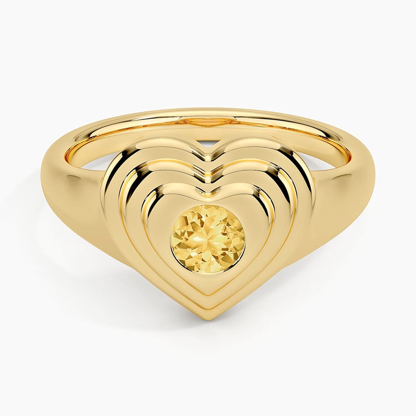 Citrine Heart Signet Ring