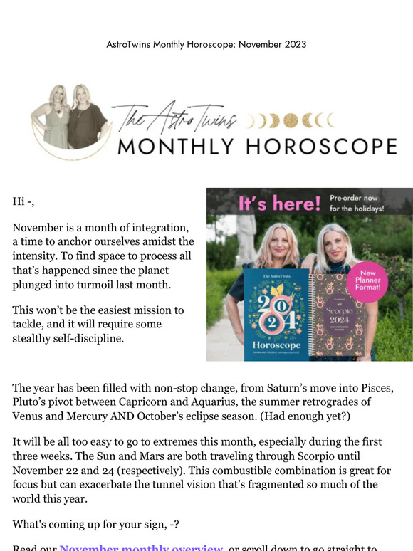 The AstroTwins ⭐️Your November Monthly Horoscope Milled