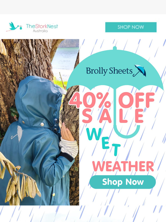 Time to make it rain – 40% off on Brolly Sheets coming your way!