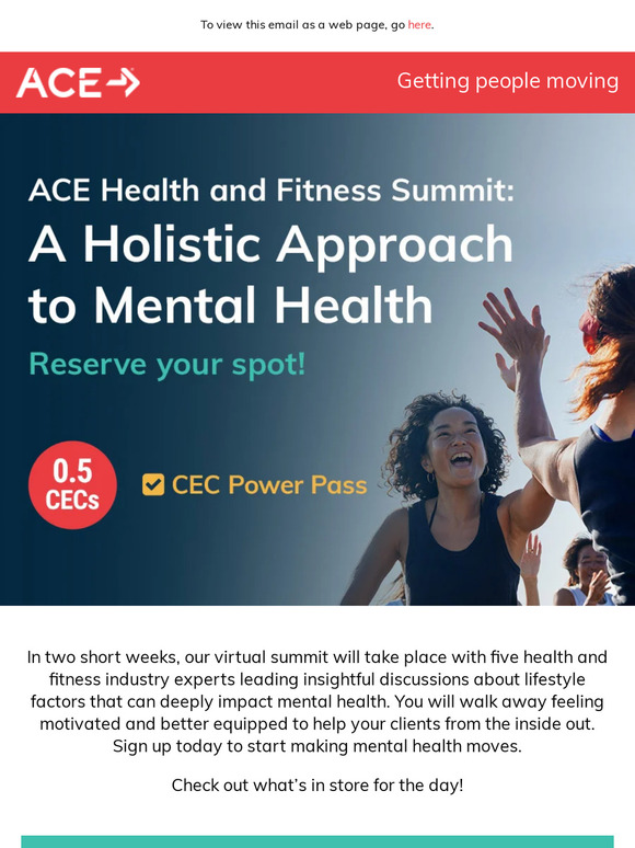 RESERVE YOUR SPOT! ACE Health and Fitness Virtual Summit
