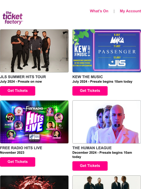 The Ticket Factory JLS Summer Hits Tour, Kew The Music, Free Radio