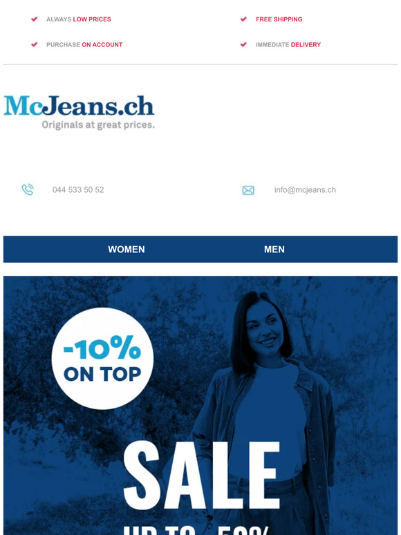 🤩 SALE: -10% ON TOP at McJeans.ch + free shipping
