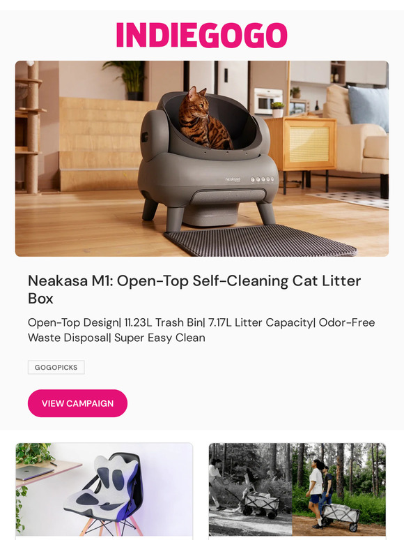 Indiegogo This opentop selfcleaning litter box will work with even