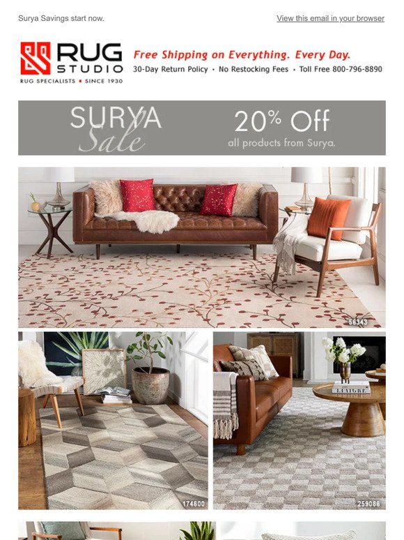 Sale!  20% Off 1000s of Rugs by Surya