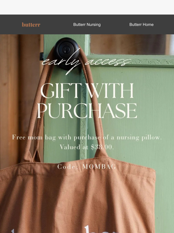 Early Access: Free Mom Bag with purchase of a Butterr Nursing Pillow
