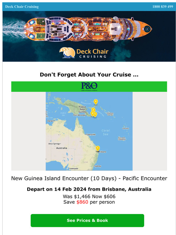 Deck Chair Cruising New Guinea Island Encounter (10 Days) Pacific Encounter Milled