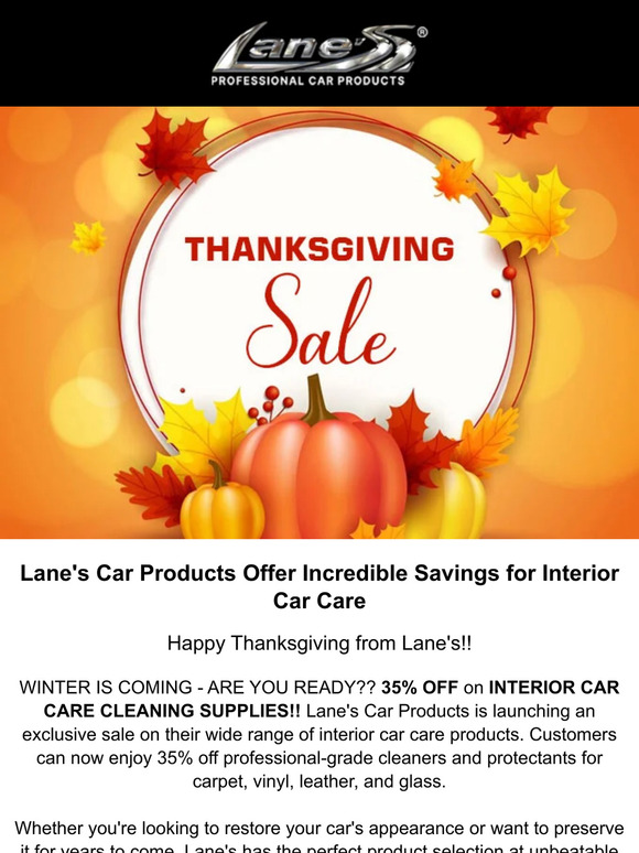Lane's Car Products🎆 Last Chance for Big Thanksgiving Deals! 🎆