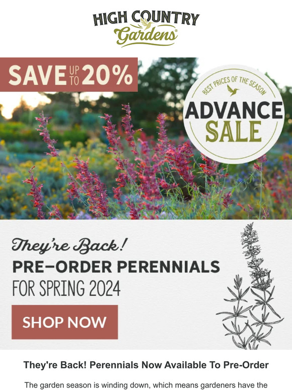 High Country Gardens They're Back! Perennial Plants For Spring 2024