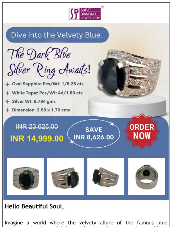 Embark on a Sapphire Journey: Discover the Rare, Large Dark Blue Silver Ring!