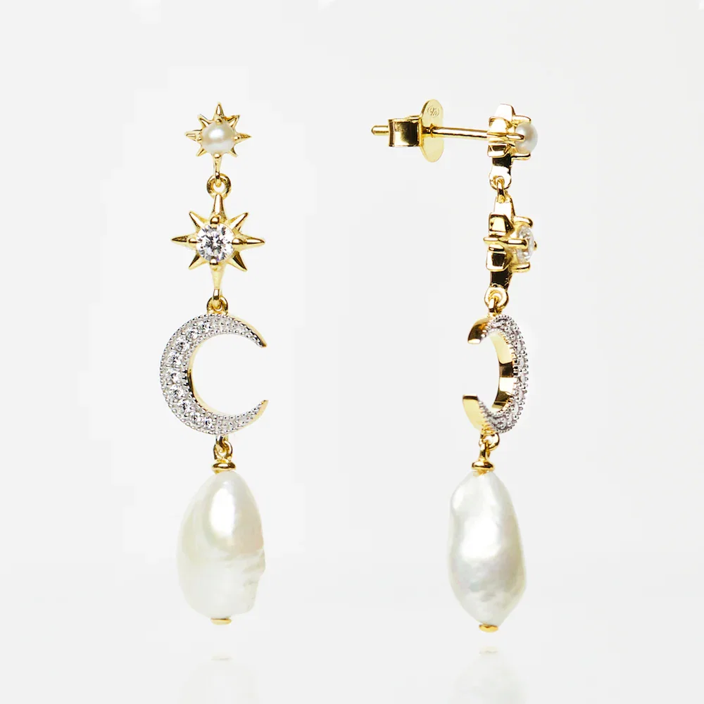 Image of Celestial Pearl Drop Earrings