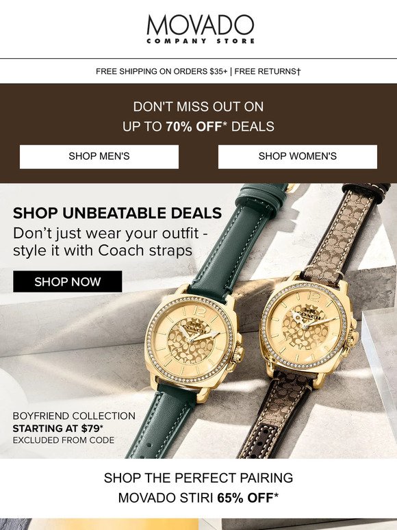 Perfect Pairing for Him & Her: 65% off Movado Stiri