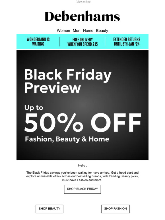 Up to 50% off Fashion, Beauty, Home and more