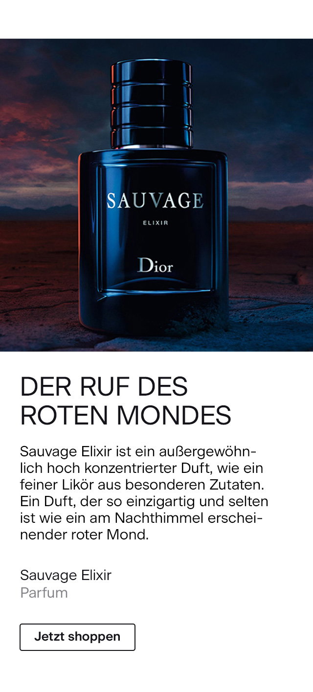 DER RUF DES ROTEN MONDES Sauvage Elixir ist ein außergewöhnlich hoch konzentrierter Duft, wie ein feiner Likör aus besonderen Zutaten. Ein Duft, der so einzigartig und selten ist wie ein am Nachthimmel erscheinender roter Mond. DIOR Sauvage Elixir Parfum >Jetzt shoppen