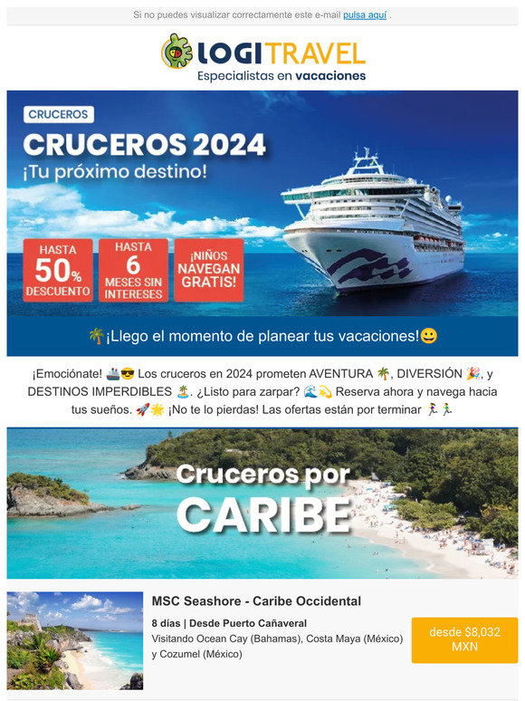 ¡Navega desde $8,032 MXN! Los mejores destinos para 2024