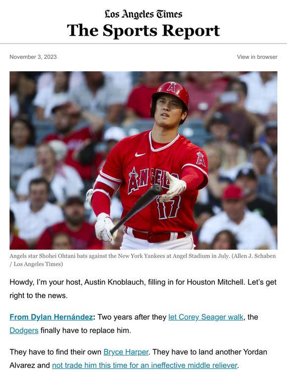 Los Angeles Times: The Sports Report: Why Dodgers Must Sign Shohei ...