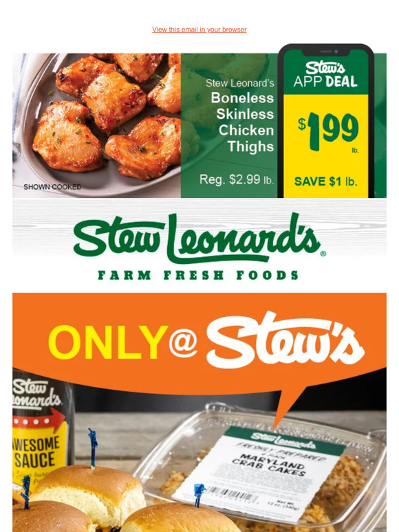 Stew Leonard's Gifts: Only at Stew's: Crab Cakes, Honey Maple Turkey ...