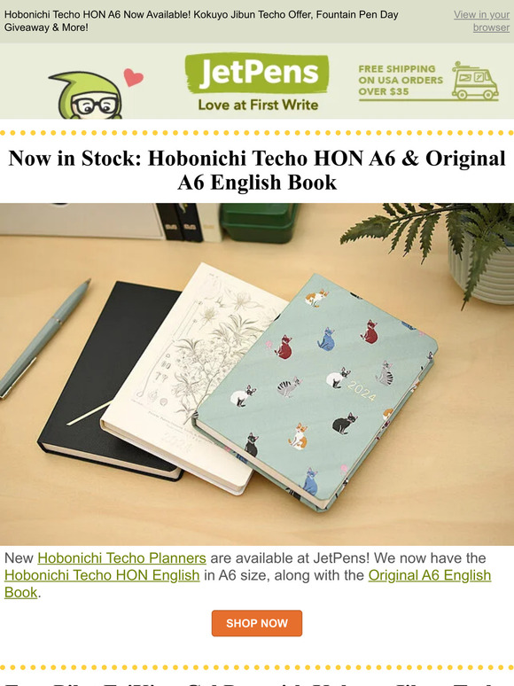 JetPens Hobonichi Techo HON A6 Now Available! Kokuyo Jibun Techo Offer