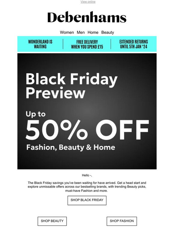 Up to 50% off Fashion, Beauty, Home and more  —