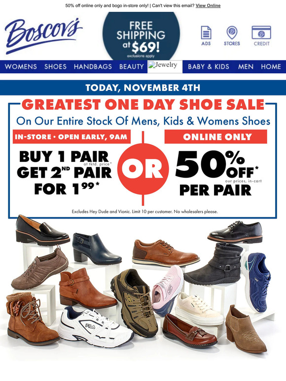 Boscov's Finals Hours BIGGEST ONE DAY SHOE SALE Milled