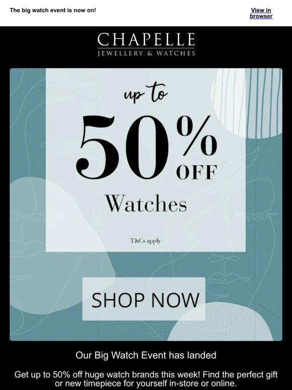 Up to 50% off big brand watches