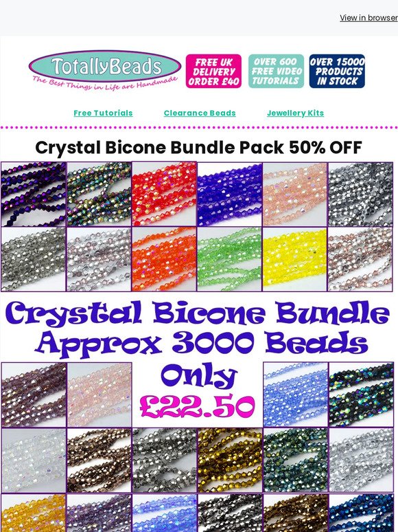 Crystal Bundle Pack Only 50 Packs 50% OFF + New Jewellery & Christmas Decorations