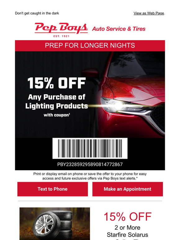 Pep Boys: 15% OFF LIGHTING Just in Time for Daylight Savings💡 | Milled