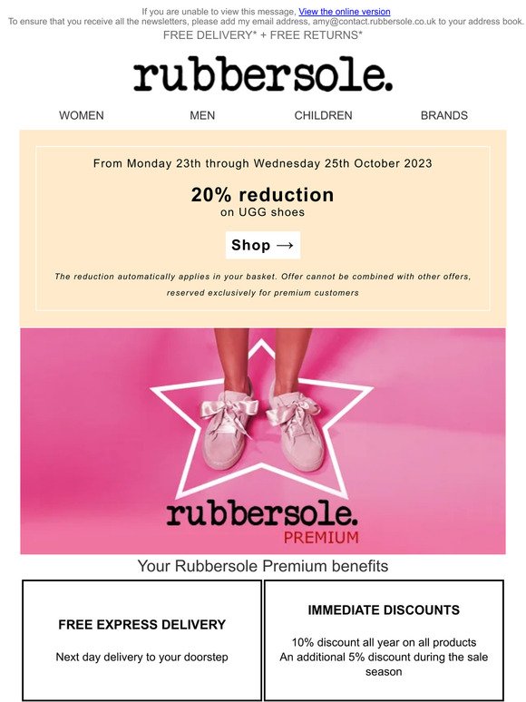 Premium Days: 20% off UGG shoes with Rubbersole Premium!
