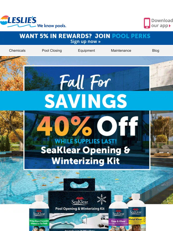Leslie's Pool Supply 🍃 Crisp air, cozy sweaters, and fall savings Milled