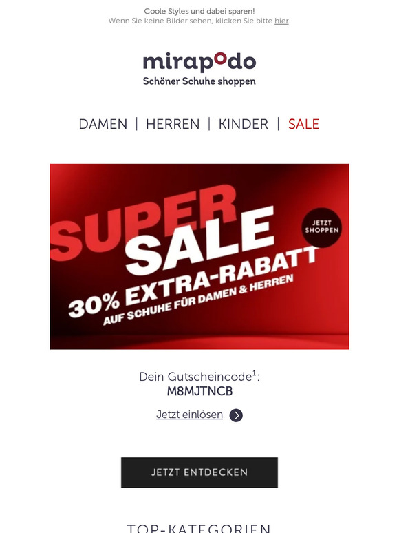 JETZT ZUGREIFEN! -30% auf Damen- & Herrenschuhe 😍