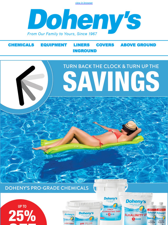 Turn Back the Clock, Turn Up the Savings on Pool Essentials!
