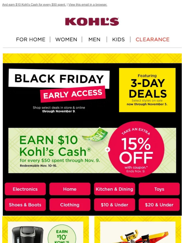 Take 15% off + earn Kohl's Cash  who's ready to shop? 🛍️ - Kohls