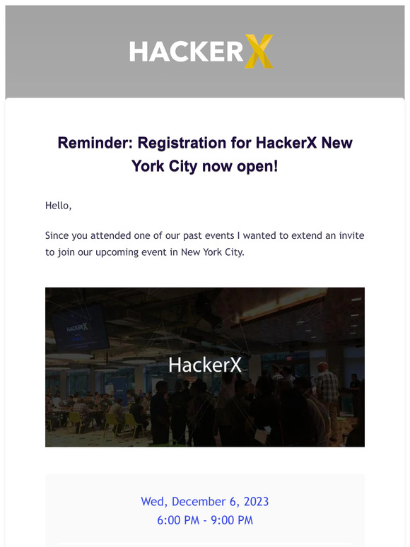 Reminder: Registration for HackerX New York City now open!