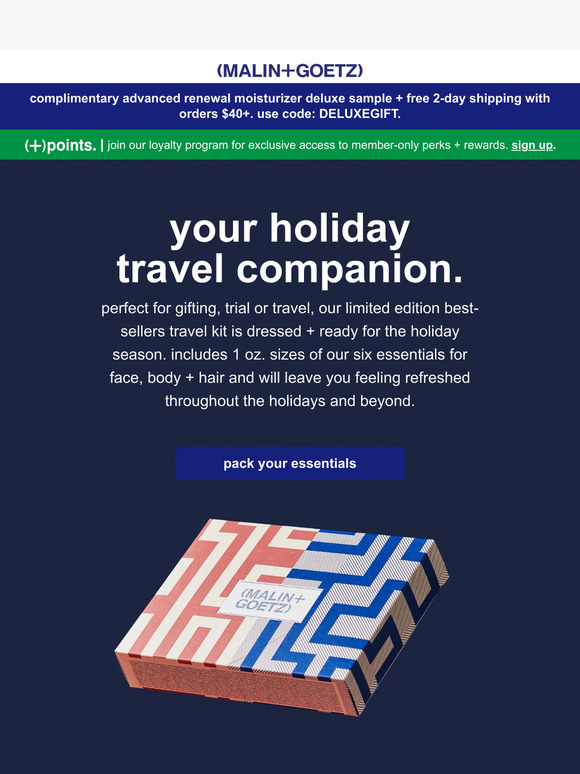 our best-sellers travel kit is dressed for the holiday.
