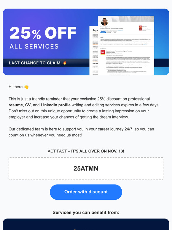 Last chance: 25% OFF resumes & more expires soon ⏰