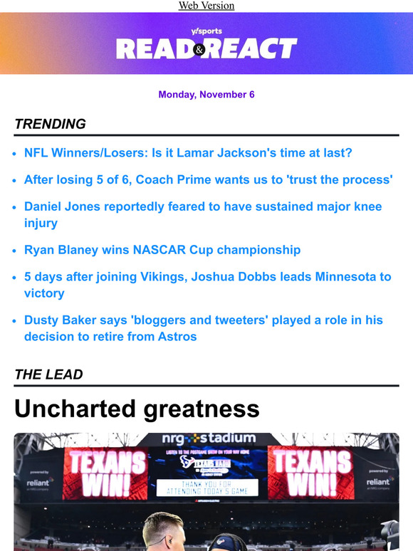 NFL Week 9: Look away, Panthers fans