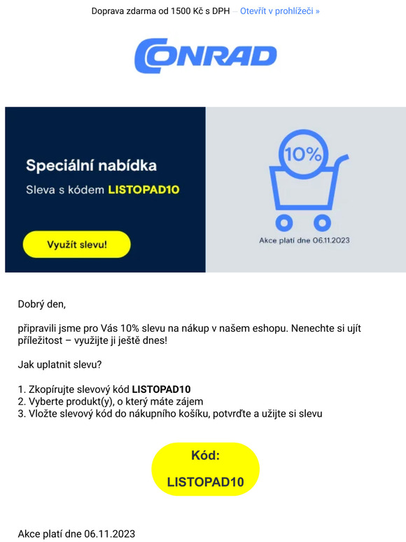 Využijte slevu 10 % na celý sortiment dne 06.11