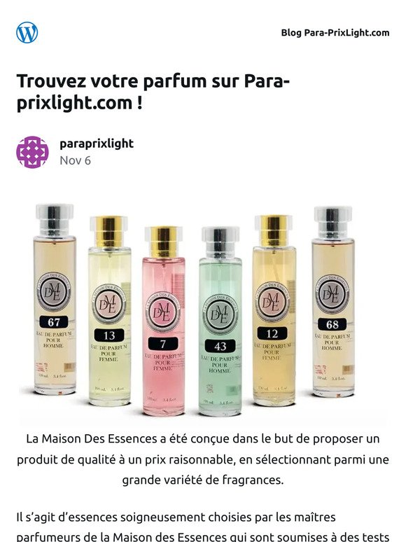 [Nouvel article] Trouvez votre parfum sur Para-prixlight.com !
