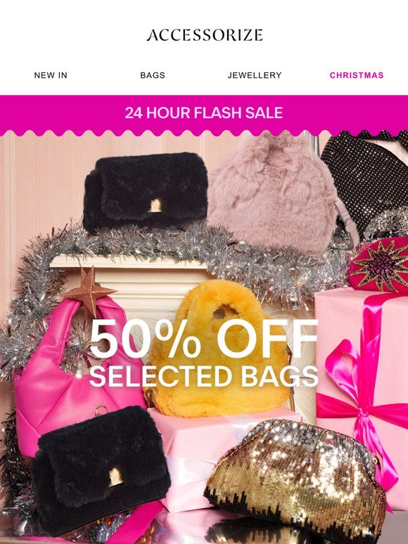 24-hour flash sale! 50% OFF bestselling bags