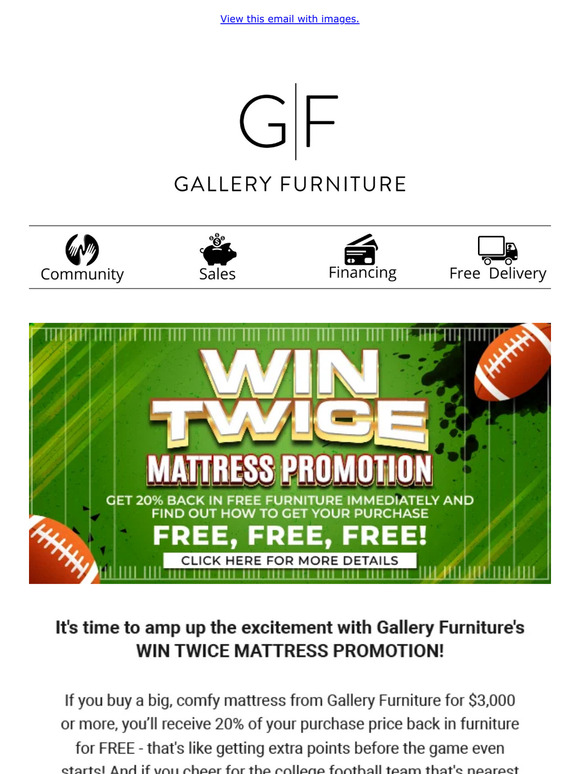 Gallery Furniture Your Mattress Purchase Could Be Free! Milled