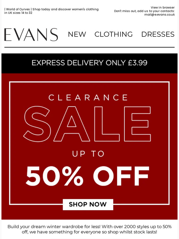 Evans clothing hot sale sale uk