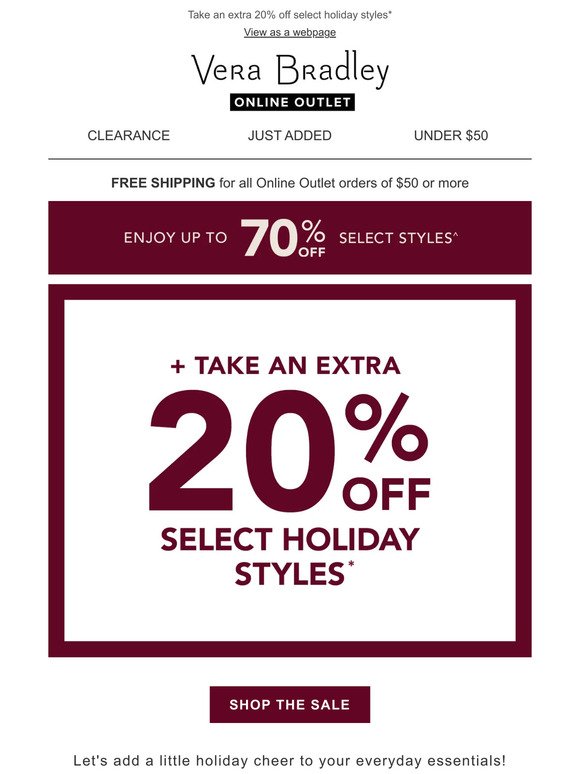 Black Friday Deals start NOW with an extra 20% off select holiday styles!